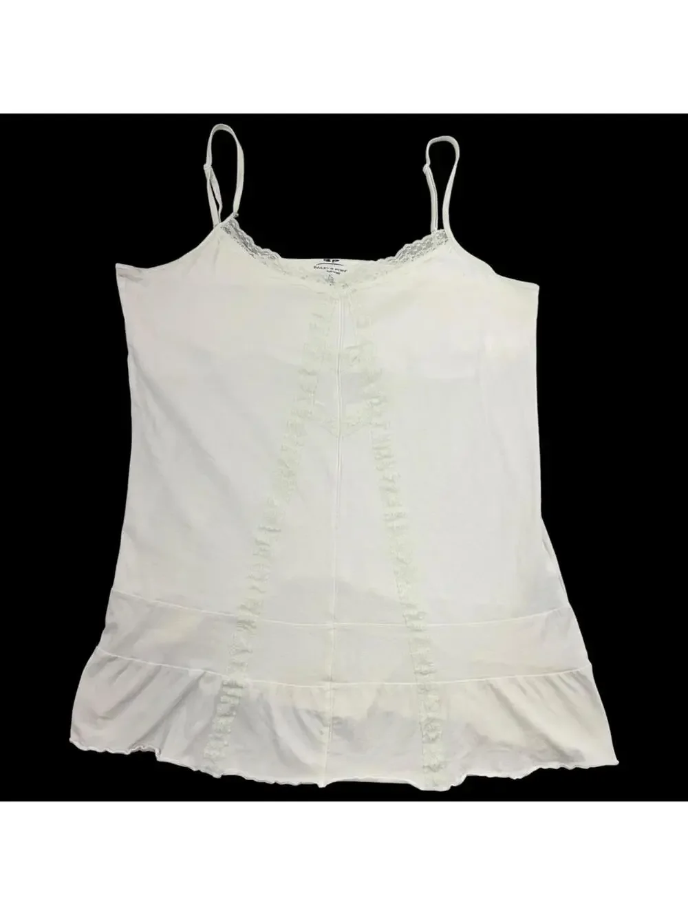 Bailey's Point White Lace Trim Ruffle Hem Camisole